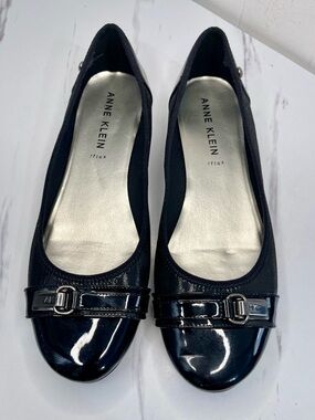 Anne Klein Black Patent Trim Ballet Flats Size 11M